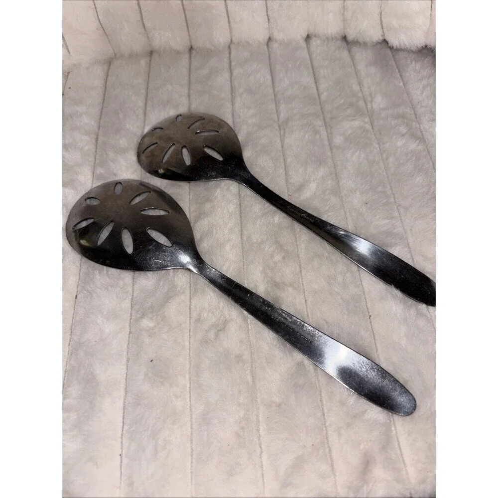Vintage Imperial Slotted Serving Spoons Stainless Steel Lot Of 2